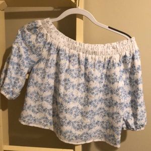 White and blue off the shoulder top size M NWT